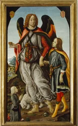 Archange Raphaël avec Tobie et un jeune homme